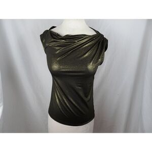 Trina Turk Los Angeles Shiny Black & Gold Women Top Size S